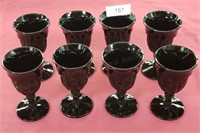 Set of 8 Black Amethyst 6.75" Pattern Glass Goblet