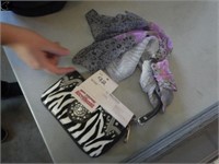 Zebra patterned Wallet and Scarf ,