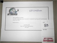 Gift certifictaes for $75