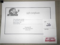 $50 Gift certificate,