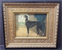 Nicely Framed Oil on Canvas of Whippet Dog