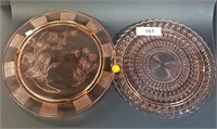 Pair of Pink Depression Glass Footed Cake Plates