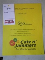 $50 gift cert for Catz n Jammers,