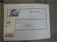 Gift certifictaes for $75