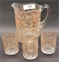 EAPG Pitcher & Glass Set w/Gold Accents