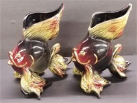 Pair of 8" Hull Angle Fish Pottery Planters