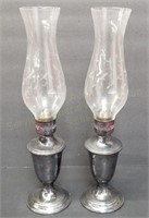 17" Gorham Silverplate Hurricane Oil Lamps