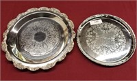 14" & 12" Silverplate Serving Trays, One by Towle