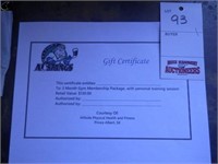 Gift Certificate - 3 month Gym membership