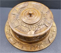 Large Carved Wood Covered Platter or Dish