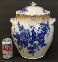 14" Flow Blue Covered Jar Humphreys Bros England