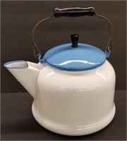 10" Blue & White Enamelware Coffee Pot/Kettle