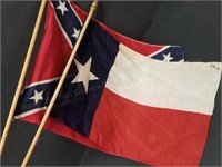 18" Linen Texas & Confederate Flags