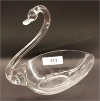 9" Tall Swan Form Glass Candy Bowl or Dish