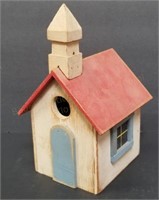 11" Folk Art Wood Church Birdhouse