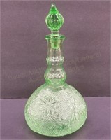10" Green Depression Glass Decanter w/Stopper