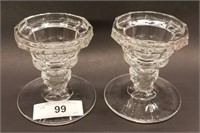 Two Fostoria American 2-Piece Candle Holders