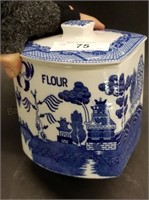 7" Blue Willow Covered Flour Canister/Jar