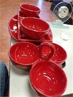 Red bowls and tray