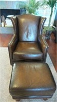 King Hickory Leather Chair & Ottoman