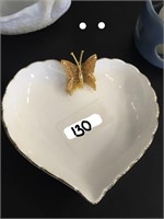 Heart China Dish with Gold Butterfly