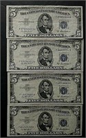 7 1953-A $5 Silver Certificates  VG - VF