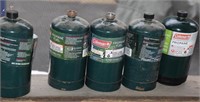 Coleman refillable propane tanks, trash can, shop