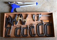 6 C-clamps, wood clamps