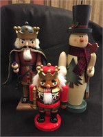 Lot of 3 Wooden Nutcrackers