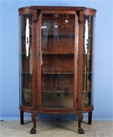 Oak Claw Footed China Cabinet C. 1900
