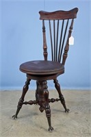 C. 1900 Spindle-Back Piano Stool W/ Turn Top Seat
