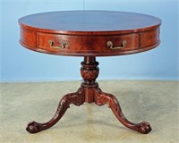 Imperial Chippendale Style Drum Table w/ Leather