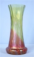 Kralik Cranberry Emerald Iridescent Honeycomb Vase