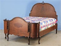 C. 1930 Walnut Full Size Bed w/ Curved Footboard