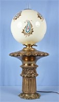 Brass Newel Post Lamp with Ball Shade
