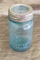 Blue One Pint Ball Perfect Mason Jar #2 with Lid