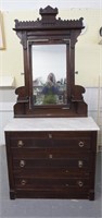 Victorian Eastlake Marble Top Dresser
