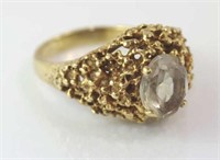 Vintage 9ct yellow gold, stone set ring