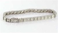 18ct white gold & old cut diamond tennis bracelet