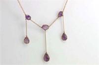 Good vintage 9ct rose gold and amethyst lavaliere