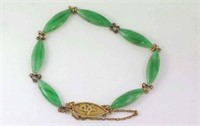 18K yellow gold and natural jade bracelet