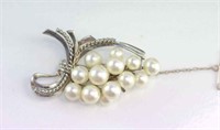 Silver, Mikimoto pearl brooch
