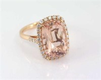 18ct rose gold, Morganite & diamond ring