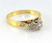 18 ct yellow gold two stone diamond ring