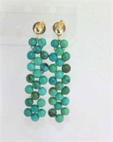 Vintage 9ct yellow gold & turquoise drop earrings