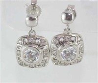 9ct white gold and cz earrings