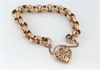 9ct rose gold bracelet with fancy heart lock