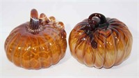Pair of Decorative Art Glass Pumpkins