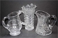 Glass and Crystal Pitchers (lot of 3)