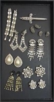 Vintage & Newer Bling Rhinestone Jewelry lot of 12